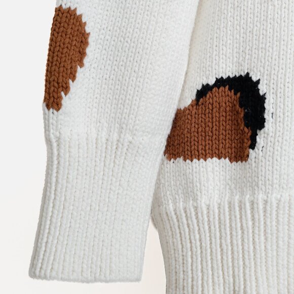 Luisa Cerano Cream Brown Animal Heart Print Pullover - Picture 7 of 11